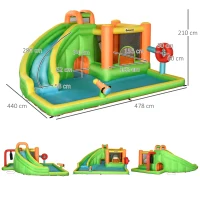 Outsunny 7 in 1 Kids Bouncy Castle, Bounce House, with Water Slide, Patches, Air Blower, for Ages 3-8 Years(m-3)