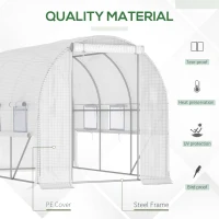 Outsunny Walk-in Polytunnel Greenhouse Green House with Roll-up Sidewalls, UV-resistant PE Cover, 3 x 2 x 2m, White(m-4)