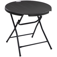 Tuintafel Outsunny, rond, opvouwbaar, voor 4 personen, houteffect, staal+kunststof, donkergrijs, 80 x 80 x 73 cm