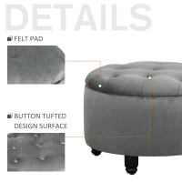 HOMCOM Storage Ottoman Footrest Corner Chair Rubber Wood Feet with Floor Protector Removable Lid(m-4)