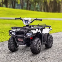HOMCOM 12V Kids Quad Bike with Forward, Reverse Functions, Ride-On ATV w/ Music, LED, Headlights, for Ages 3-5 Years - White(m-10)