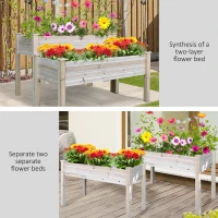 Outsunny 2-Piece Solid Fir Wood Plant Raised Bed Flower Vegetable Herb Grow Box Stand Garden  Step Planter Stand Free Combination(m-8)
