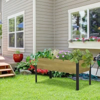 Outsunny Raised Garden Bed Elevated Wood Planter Box w/ Metal Legs and Non-woven Fabric(m-2)