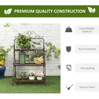 Outsunny 3 Tier Stair Style Metal Plant Stand, Flower Pot Holder Display Shelf, Storage Organizer Rack for Indoor Outdoor Patio Balcony Yard(m-5)