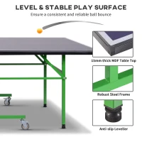 Homcom Masă Ping Pong profesională cu roți, 152.5x274x76cm(m-6)
