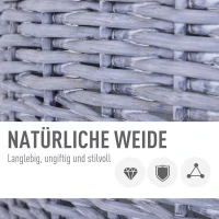 PawHut Transportkorb Transportbox für Katzen Hunde, Korbhöhle mit Gitter,Katzenhaus aus Weide, Katzenkorb, Weidekorb, Grau, 47 x 35 x 35 cm(m-6)