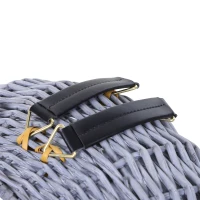 PawHut Transportkorb Transportbox für Katzen Hunde, Korbhöhle mit Gitter,Katzenhaus aus Weide, Katzenkorb, Weidekorb, Grau, 47 x 35 x 35 cm(m-8)