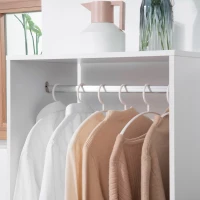 HOMCOM Roupeiro de Madeira Móvel Armário Roupeiro Aberto com Barra para Pendurar e Prateleiras Organizadoras 60x40x128cm Branco(m-9)