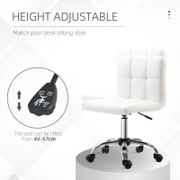 HOMCOM scaun rotativ din piele sintetica, 46x51x76-88cm, alb(m-4)