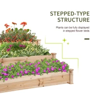 Outsunny 470L Raised Garden Bed, 3-Tier Planter Kit, Elevated Wooden Planters for Garden, Yard & Patio, 124 x 124 x 56 cm(m-6)