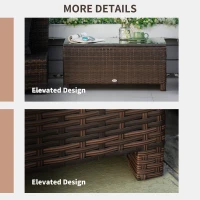 Outsunny PE Rattan Garden Coffee Table with Glass Table Top - Brown(m-4)
