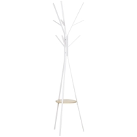 HOMCOM Cabide de Pé Metálico para Pendurar Roupa Bolsas com 9 Ganchos e Prateleira Cabide de Pé Moderno 45x45x180 cm Branco
