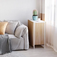 Praktyczny składany stół HOMCOM z półkami, naturalny i biały, idealny do małych przestrzeni(m-8)