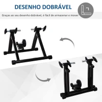HOMCOM Rolo de Bicicleta para Treinamento Dobrável com Resistência Magnética para Rodas de 26-28 Polegadas Suporte de Treinamento para Bicicleta Casa Interior 54,5x47,2x39,1cm Preto(m-5)