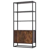 Homcom Biblioteca inalta – 3 Rafturi, Lemn si Metal(m-13)