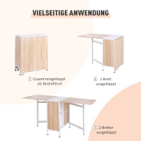 Praktyczny składany stół HOMCOM z półkami, naturalny i biały, idealny do małych przestrzeni(m-7)