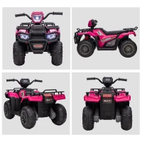 HOMCOM 12V Kids Quad Bike with Forward, Reverse Functions, Ride-On ATV w/ Music, LED, Headlights, for Ages 3-5 Years - Pink(m-8)