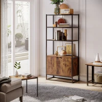 Homcom Biblioteca inalta – 3 Rafturi, Lemn si Metal(m-2)