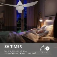 HOMCOM Ventilator de Tavan cu 3 Becuri cu Lumina LED si Telecomanda Inclusa, 6 Viteze, pentru Interior, Φ122x45cm, Alb(m-6)