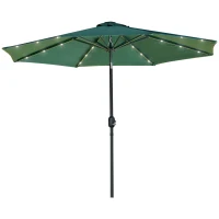Outsunny 2.7m Patio LED Umbrella with Push Button Tilt/Crank 8 Rib Sun Shade Parasol(m-1)