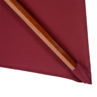 Outsunny 3 x 3(M) Garden Parasol Umbrella Sunshade, Outdoor Wooden Parasol with Double Tier Canopy, Wine Red(m-8)