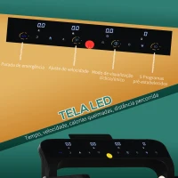 HOMCOM Passadeira Dobrável com 4 Ecrãs LED com Velocidade até 10km/h 12 Programas Botão de Parada de Emergência e Rodas 64x125x119cm Preto(m-6)