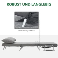 HOMCOM 3 in 1 Schlafsessel Klappbar Schlafsofa mit Bettfunktion Verstellbarer Rückenlehne Kissen Gästebett in Leinenoptik, Relaxsessel Klappsessel für Wohnzimmer Schlafzimmer 65 x 69 x 80 cm Hellgrau(m-7)