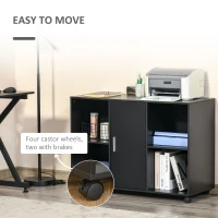 Vinsetto Mobile Filing Cabinet Printer Stand Unit With 360 Degree Casters Open Compartment Black w/ E1 Particle Board(m-5)