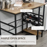 HOMCOM Set Masa cu 2 Scaune de Bar din Lemn 8 Suporturi pentru Sticle 4 Suporturi pentru Pahare(m-6)