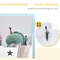 HOMCOM Kids Wooden Toy Box Organizer Children's Toy Storage with Lid Safety Hinge Side Handle Playroom Furniture White(m-7)