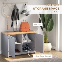 HOMCOM Shoe Cabinet, 2 Doors Shoe Cupboard, Entryway Shoe Bench with Shelf, Storage Organiser for Hallway, Bathroom, Grey(m-4)