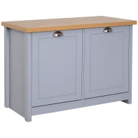 HOMCOM Shoe Cabinet, 2 Doors Shoe Cupboard, Entryway Shoe Bench with Shelf, Storage Organiser for Hallway, Bathroom, Grey(m-1)