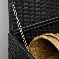 Outsunny Rattan Garden Storage Box, Outdoor PE Wicker Deck Doxes w/ Shoe Layer for Indoor, Outdoor, Spa, Black(m-8)
