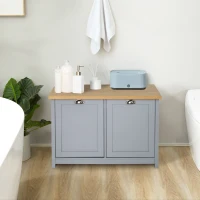 HOMCOM Shoe Cabinet, 2 Doors Shoe Cupboard, Entryway Shoe Bench with Shelf, Storage Organiser for Hallway, Bathroom, Grey(m-11)