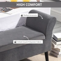 HOMCOM Banca de Depozitare Capitonata pentru Dormitor si Hol, Banca la Capatul Patului din Tesatura Catifelata cu Cotiere, 111,5x41x65cm, Gri(m-6)