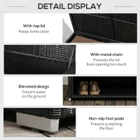 Outsunny Rattan Garden Storage Box, Outdoor PE Wicker Deck Doxes w/ Shoe Layer for Indoor, Outdoor, Spa, Black(m-6)
