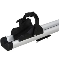 HOMCOM Portabicicletas de Techo para Vehículo Soporte para Bicicletas con Brazo de Pinza Ángulo Ajustable de 0-180 Grados Apto para Ancho de Ruedas de Menos de 5 cm 132x21x66 cm Plata(m-8)