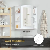 HOMCOM Wall Mounted Bathroom Cabinet with Mirror Single Door Storage Organizer 2-tier Inner Shelves White(m-6)