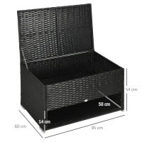 Outsunny Rattan Garden Storage Box, Outdoor PE Wicker Deck Doxes w/ Shoe Layer for Indoor, Outdoor, Spa, Black(m-3)