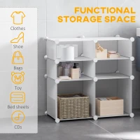 HOMCOM Dulap Haine Dulap Pantofi Modular din Plastic 6 Cuburi Alb, 75x37x73cm(m-5)