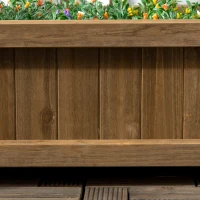 Outsunny Garden Planters with Trellis for Climbing Vines, Wood Raised Beds for Garden, Flower Pot, Indoor Outdoor, Brown(m-9)