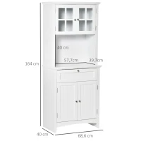 HOMCOM Freestanding Kitchen Cupboard, Storage Pantry Cabinet with Framed Glass Door, Drawer, Microwave Cabinet for Dining Room, White(m-3)