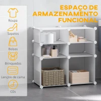 HOMCOM Armário Modular de Plástico Armário Modular com 6 Cubos Organizador de Roupas Sapatos Brinquedos 75x37x73cm Branco(m-5)