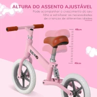 HOMCOM Bicicleta sem Pedais para Crianças entre 2-5 Anos com Assento Ajustável Rodas Antiderrapantes 85x36x54cm Rosa(m-6)