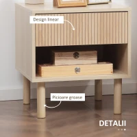 HOMCOM Noptiera moderna Set de 2, noptiere cu polita deschisa, masuta de cafea, dormitor, natural(m-7)