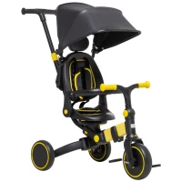 AIYAPLAY 3 in 1 Kids Tricycle, Baby Trike with Parent Handle - Yellow(m-1)