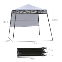 Outsunny 2 x 2m Garden Foldable Pop Up Gazebo Tent with Backpack & Adjustable Legs Outdoor Party Canopy, White & Black(m-3)
