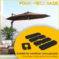 Outsunny Set of 4 Cantilever Parasol Base Stand Outdoor Umbrella Weights, Up to 120kg Sand or 80kg Water Filled, Black(m-4)