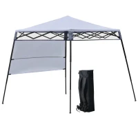 Outsunny 2 x 2m Garden Foldable Pop Up Gazebo Tent with Backpack & Adjustable Legs Outdoor Party Canopy, White & Black(m-1)