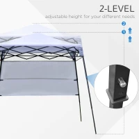 Outsunny 2 x 2m Garden Foldable Pop Up Gazebo Tent with Backpack & Adjustable Legs Outdoor Party Canopy, White & Black(m-6)